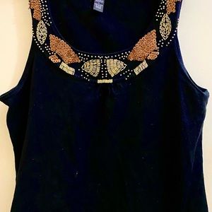 Elegant sequenced shell top — Dress up slacks or jeans for a stylish look!